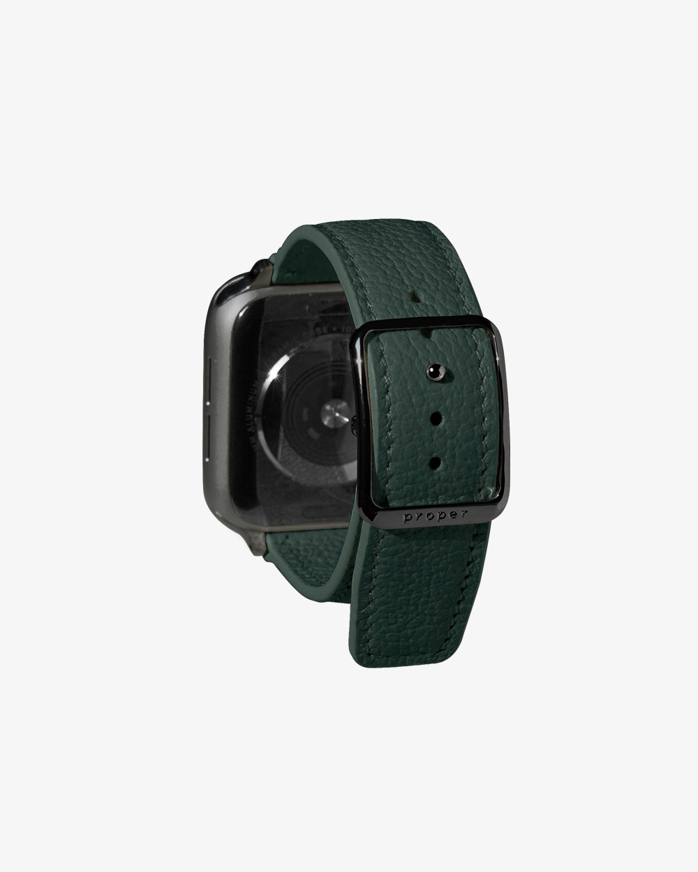 [Soft Grained Leather] Proper Apple Watch Strap / Greenery charcoal
