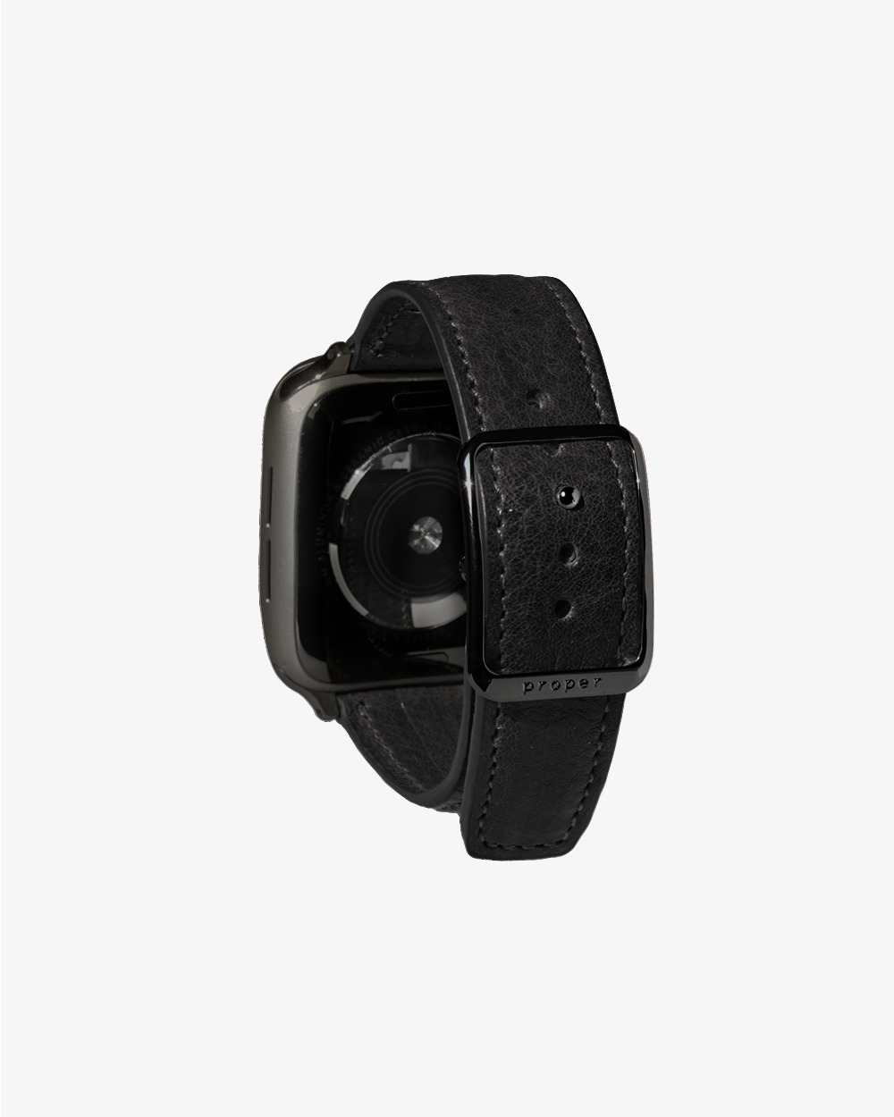 [Vege-tanned Leather] Proper Apple Watch Strap / Long Black
